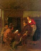 Messenger Reading to a Group in a Tavern